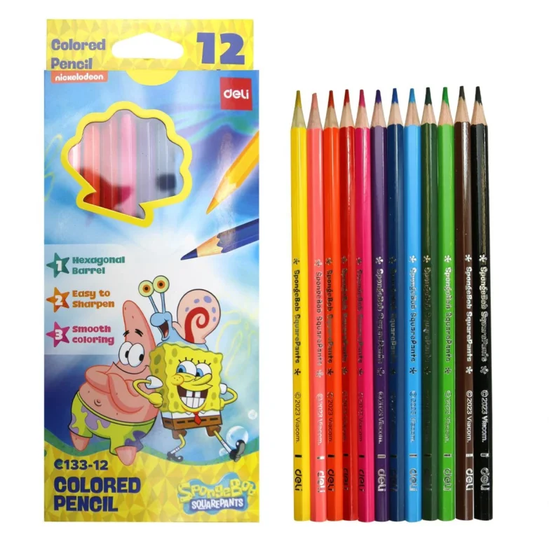 Výhodná Nabídka Pastelky DELI SPONGEBOB šestihranné - sada 12 barev