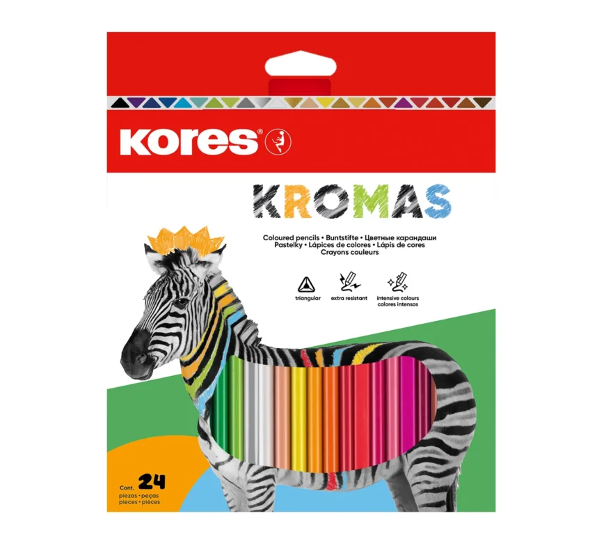 Kores Trojhranné pastelky Kromas - 24 barev Jen Po Omezenou Doba