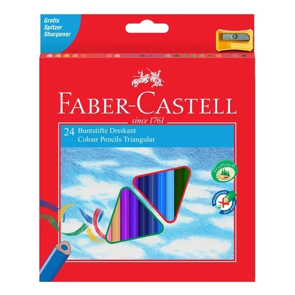 Pastelky Faber-Castell - trojhranné, 24 barev + ořezávátko Novinka