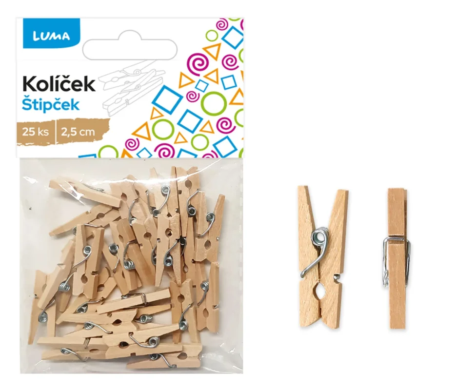 Kolíček 2,5 cm natur, 25 ks LUMA Levný