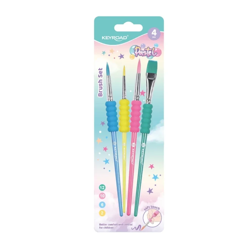 Akční Nabídka Sada štětců KEYROAD Pastel, pěnový úchop, blistr
