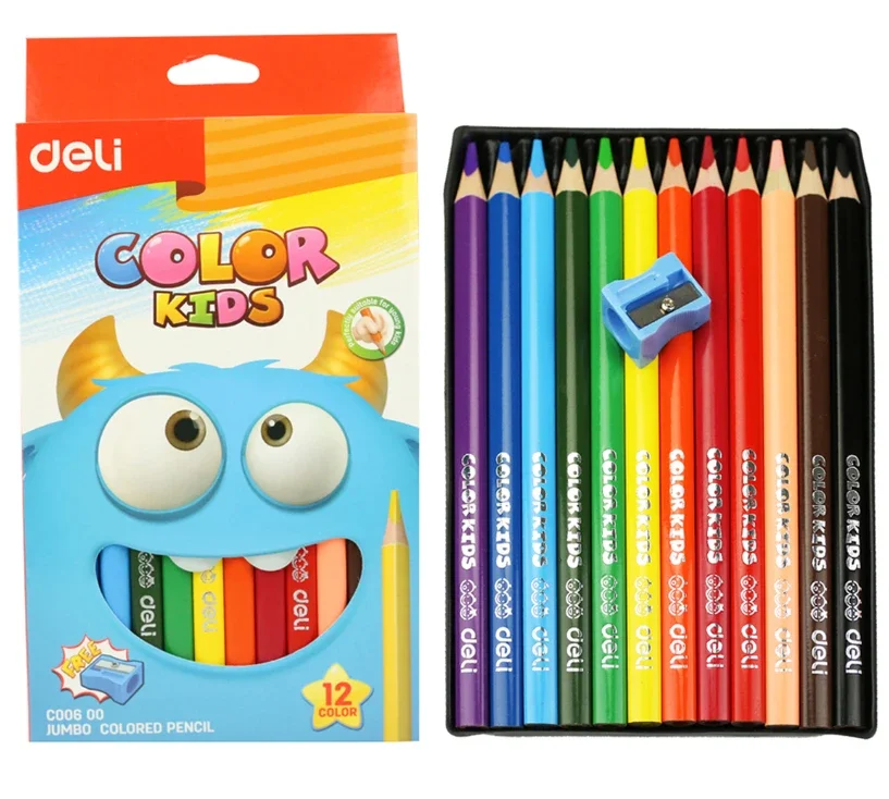 Pastelky DELI trojhranné JUMBO Color Kids - 12 barev Nízká Cena