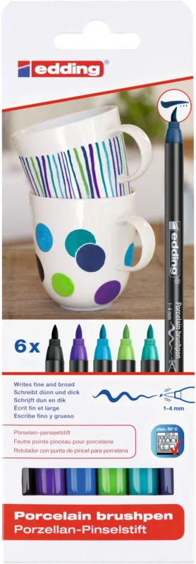 Popisovač na porcelán edding 4200 - sada 6 studených barev Ověřený