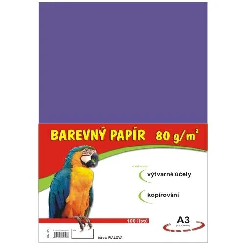 Barevný papír A3 80 g - 100 ks - fialový Pouze Dnes