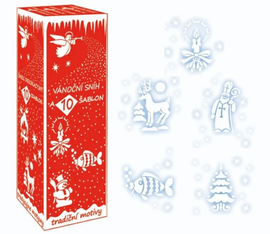 Sníh ve spreji 150 ml + šablony 10ks Zlevněný