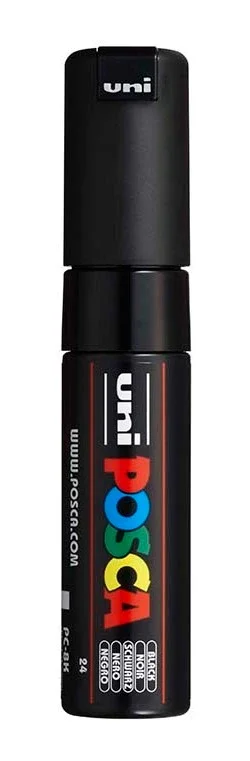 Zlevněný Akrylový popisovač POSCA, PC-8K, seříznutý hrot 8 mm, černý