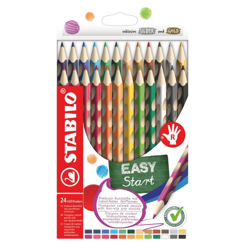 Cenově Výhodný STABILO EASYcolors P Pastelky pro praváky - sada 24 barev