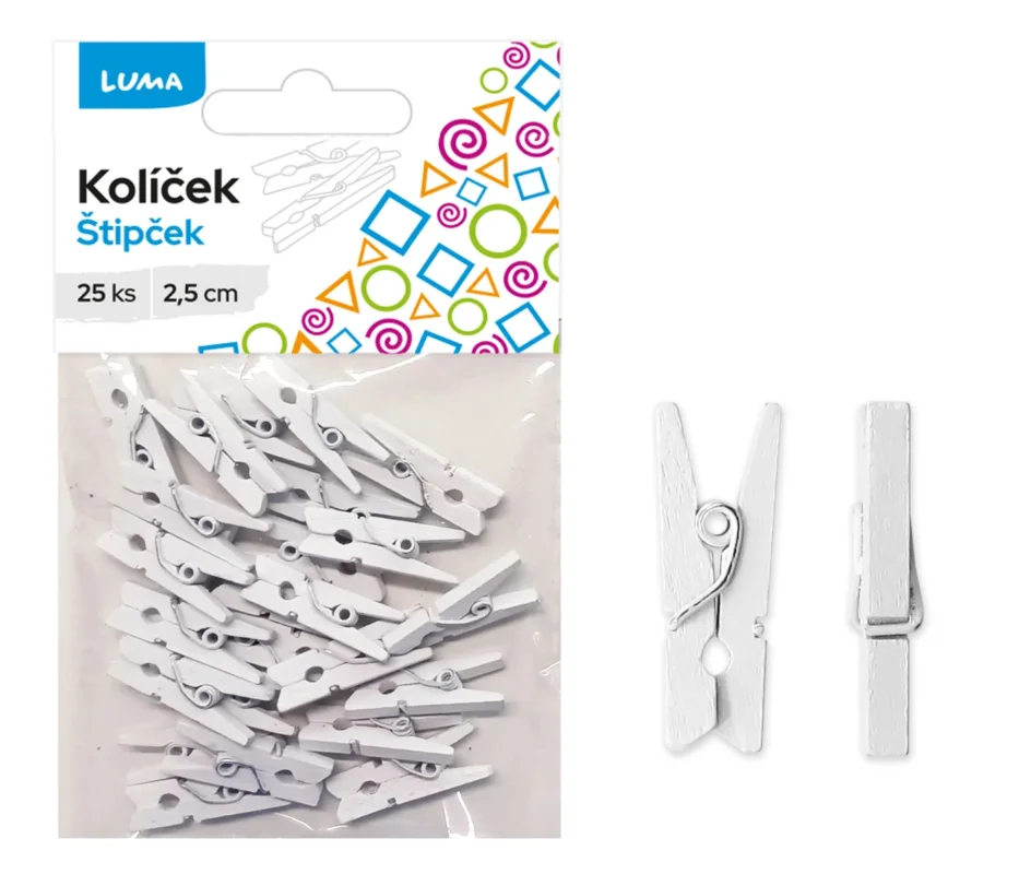 Kolíček 2,5cm bílý, 25ks LUMA Přímo Od Výrobce