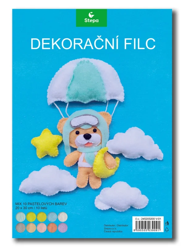 Cenová Bomba Dekorační filc (barevná plsť) 20 x 30 cm - MIX 10 pastelových barev