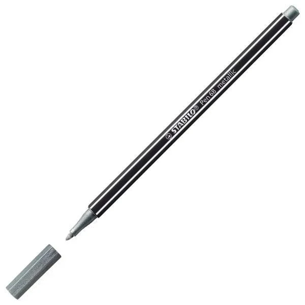 Levný STABILO Pen 68 metallic Vláknový fix - stříbrná