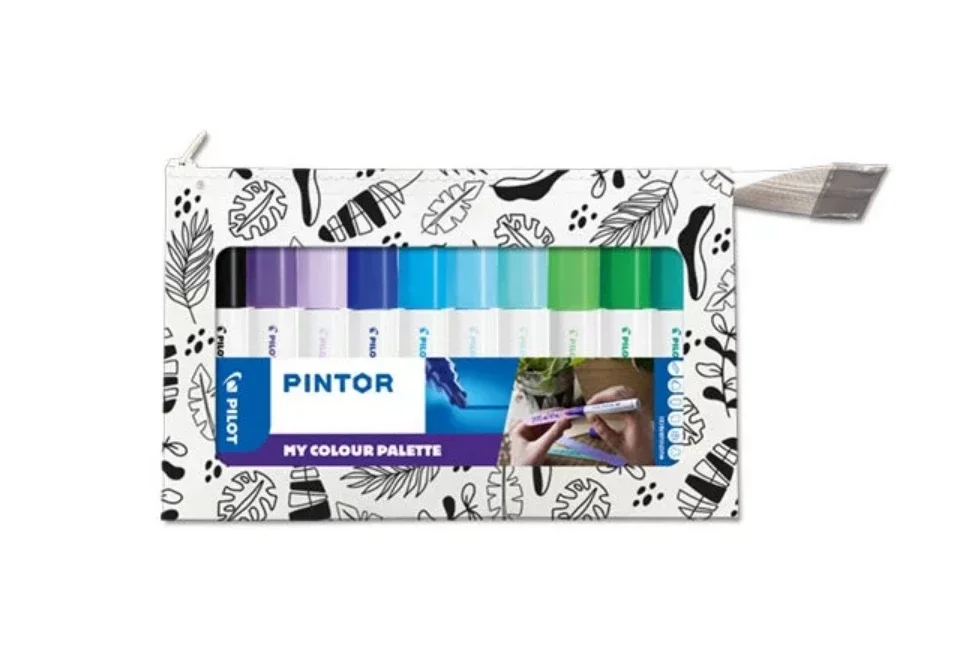 Akrylový popisovač Pilot Pintor, Medium, sada 10 ks, studené odstíny Akce