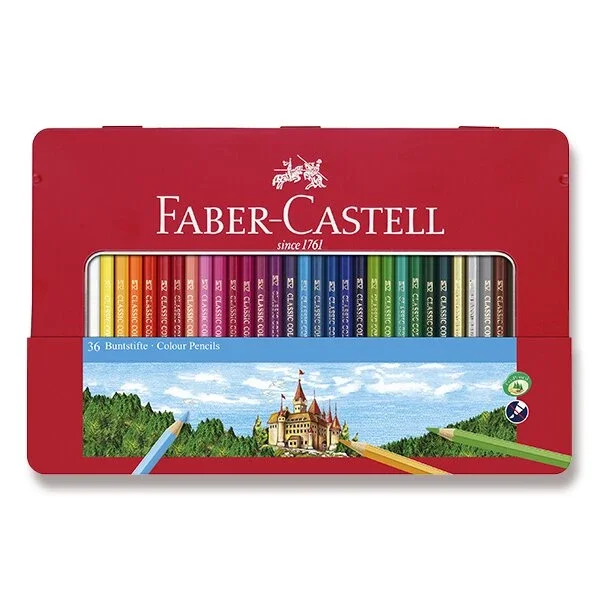 Pastelky Faber-Castell v plechové krabičce - 36 barev Autentický