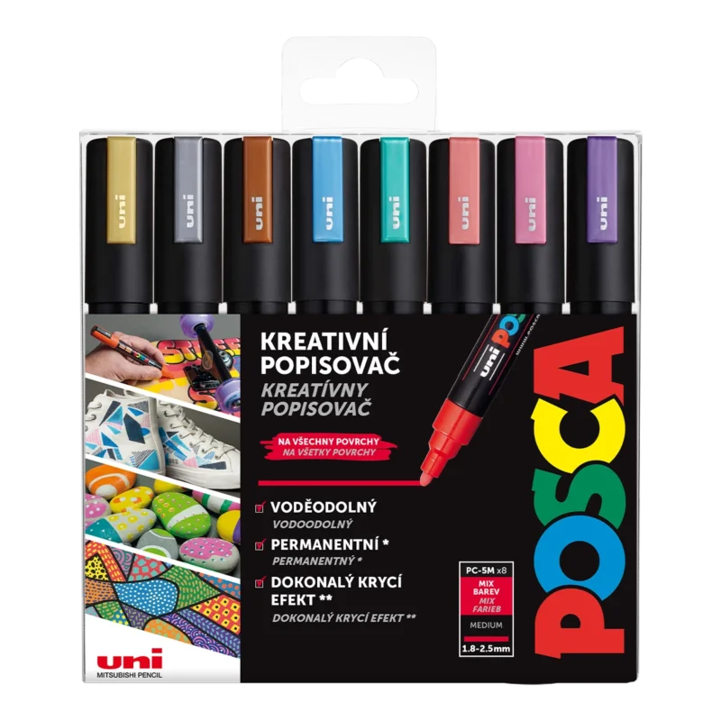 Must-Have Akrylové popisovače POSCA, PC-5M, 1,8–2,5 mm - 8 metalických barev