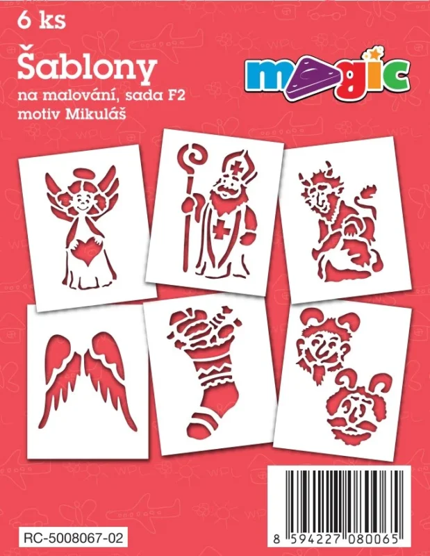 Novinka Papírové šablony - Mikuláš - 6 ks