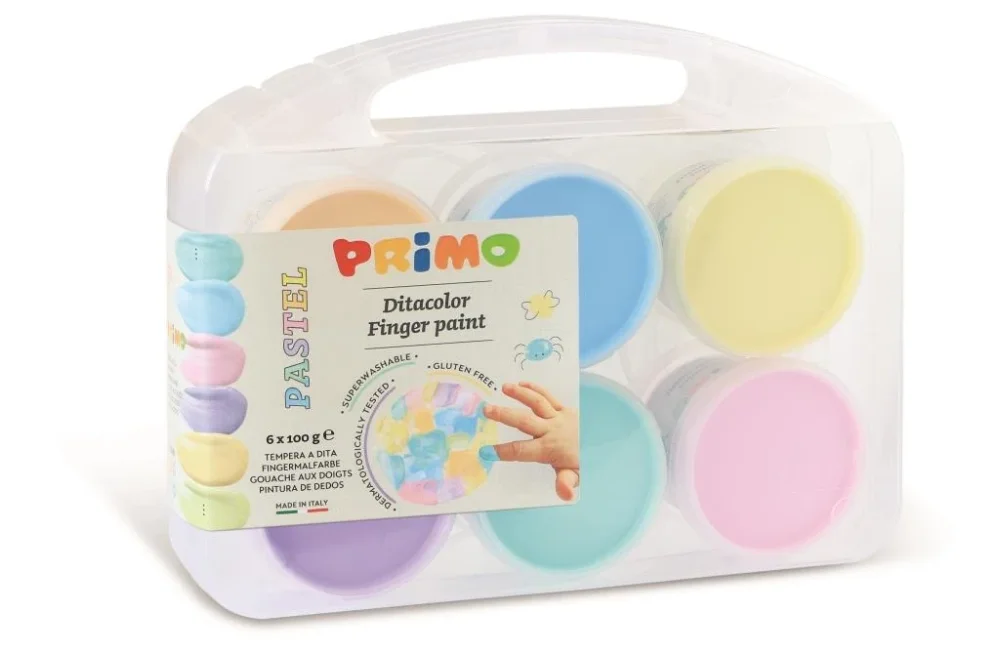 Cenový Hit Prstové barvy PRIMO PASTEL, kelímky, sada 6 x 100g