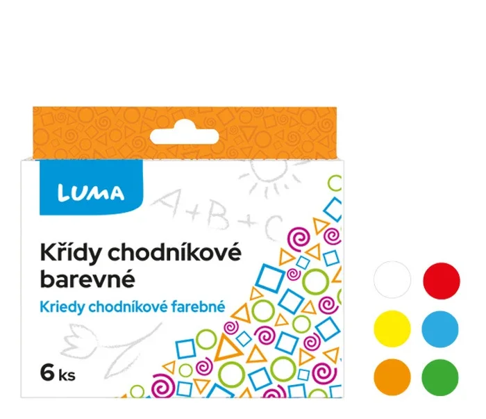 Křídy chodníkové LUMA, 6 ks barevné Značkový