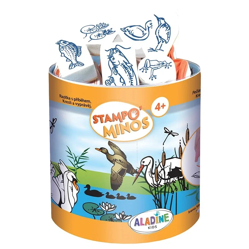 Dětská razítka s příběhem Aladine Stampo MINOS,36 ks - U vody Finální Výprodej