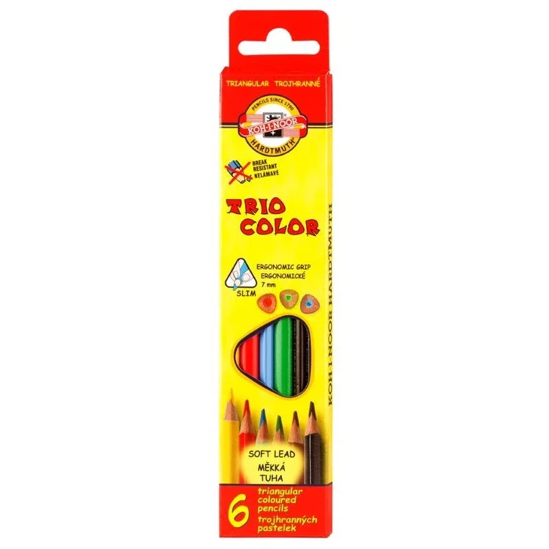 Koh-i-noor Pastelky TRIOCOLOR 3131, 6 barev - trojboké Cenový Hit