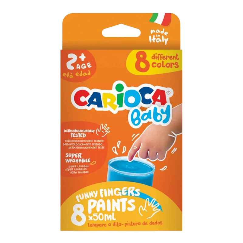 Akce Prstové barvy Carioca Baby 2+, 8 × 50 ml