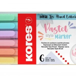 Zlevněný Kores Popisovač Pastel Style se štětcový hrotem - sada 6 pastelových barev