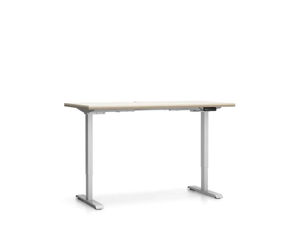 Výškově nastavitelný stůl SINGLE LAYERS, 160x80 cm, 2 motory, dub přírodní/dub mořený Must-Have