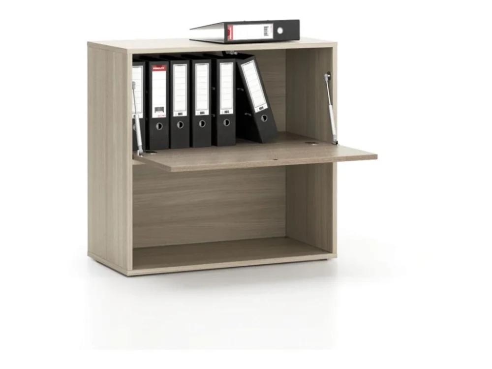 Cenově Výhodný Kancelářský policový regál LAYERS, krátký, 1 box, 800 x 400 x 777 mm, dub přírodní / dub mořený
