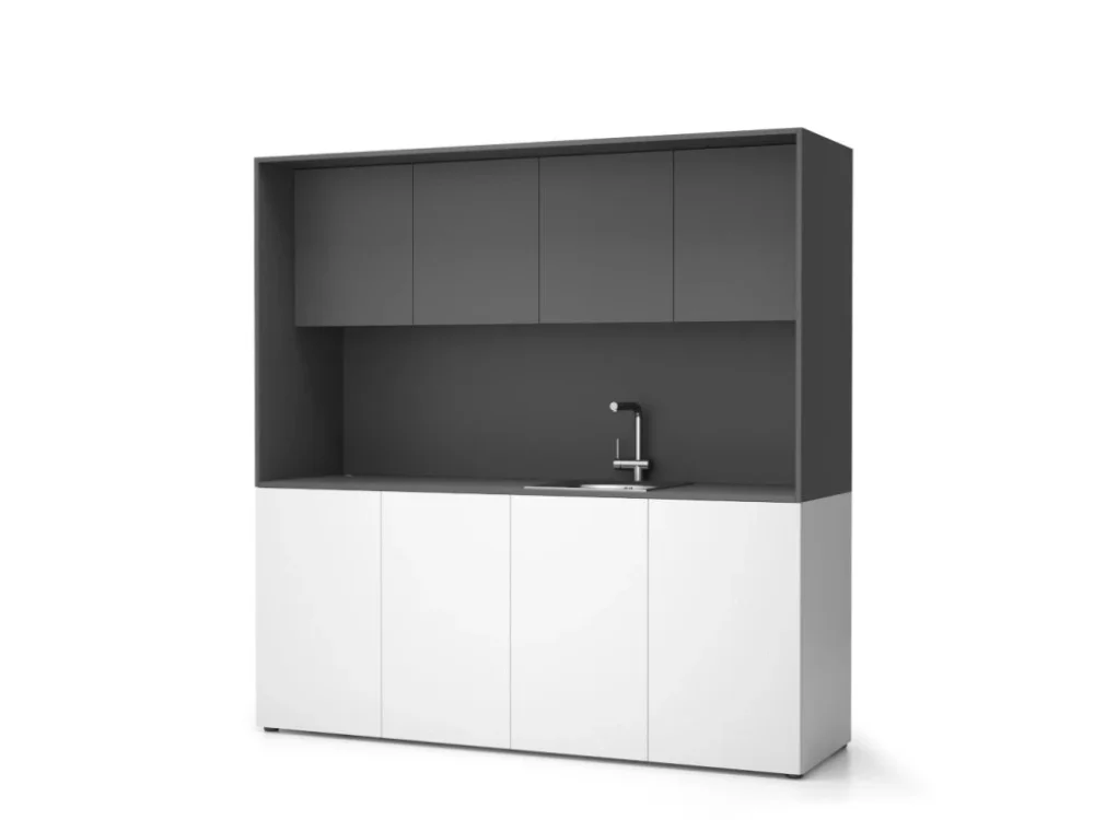 Kuchyňka NIKA se dřezem a baterií 1963 x 600 x 2000 mm, grafitová, pravé Must-Have
