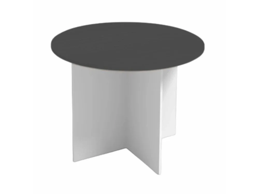 Jednací stůl s kulatou deskou PRIMO WHITE, průměr 100 cm, bílá/grafitová Levný