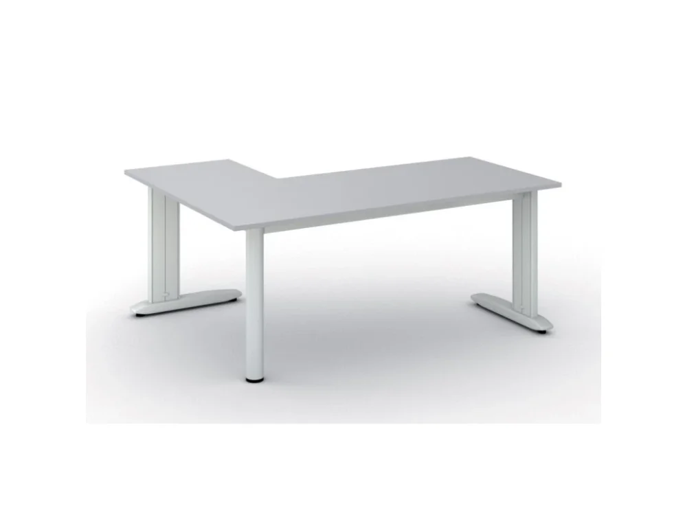 Rohový kancelářský stůl PRIMO FLEXIBLE, 180x140 cm, šedá Must-Have