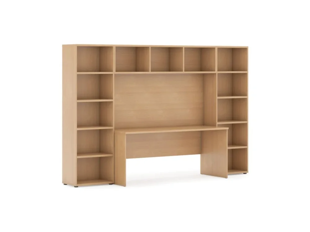 Top Prodej Sestavy knihoven INTEGRO se stolem, nižší, 2950 x 700/400 x 1920 mm, buk