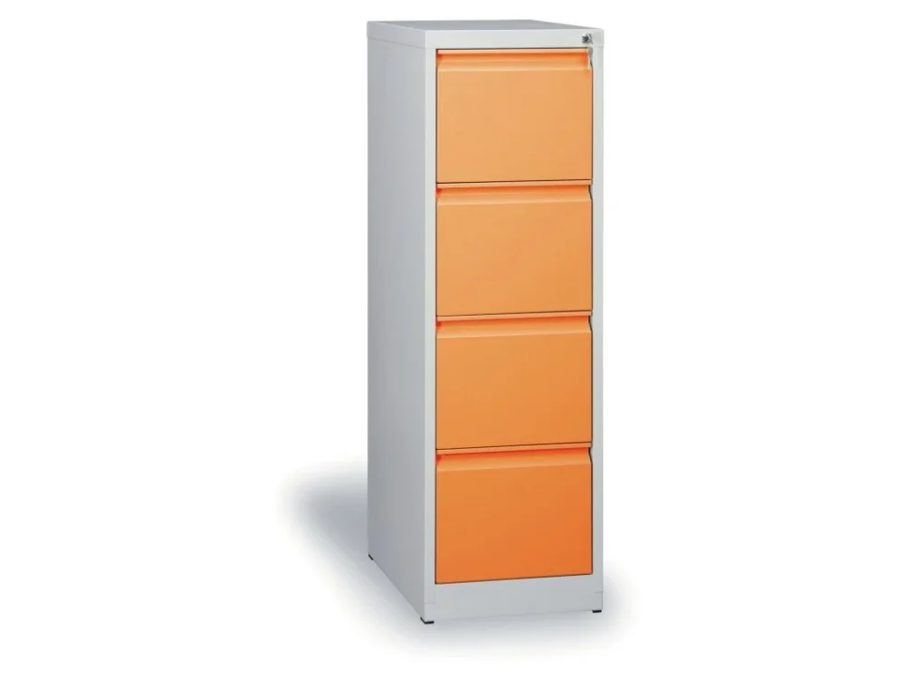 Kovová kartotéka A4, 4 zásuvky, demontovaná, šedá / oranžová Zlevněný
