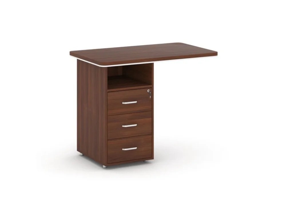 Přístavný stůl se zásuvkovým kontejnerem ARRISTO LUX, 3 zásuvky, levý, 1000 mm, ořech Odeslání Ihned