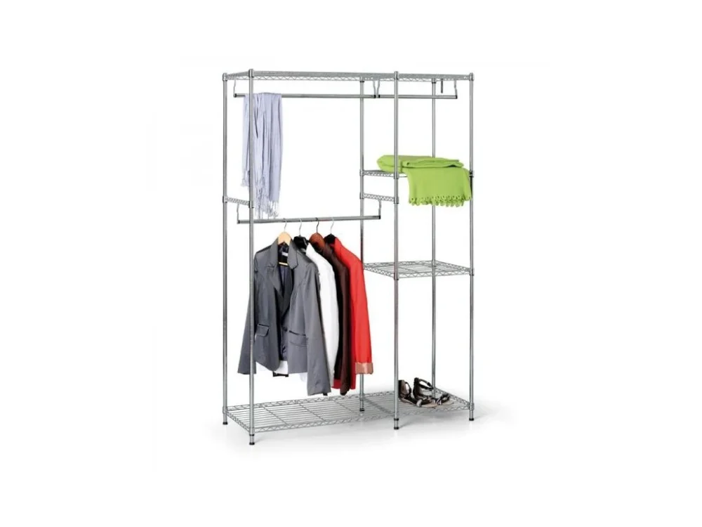 Odkládací stěna na svršky, 1800 x 1200 x 450 mm, chrom Jen Po Omezenou Doba