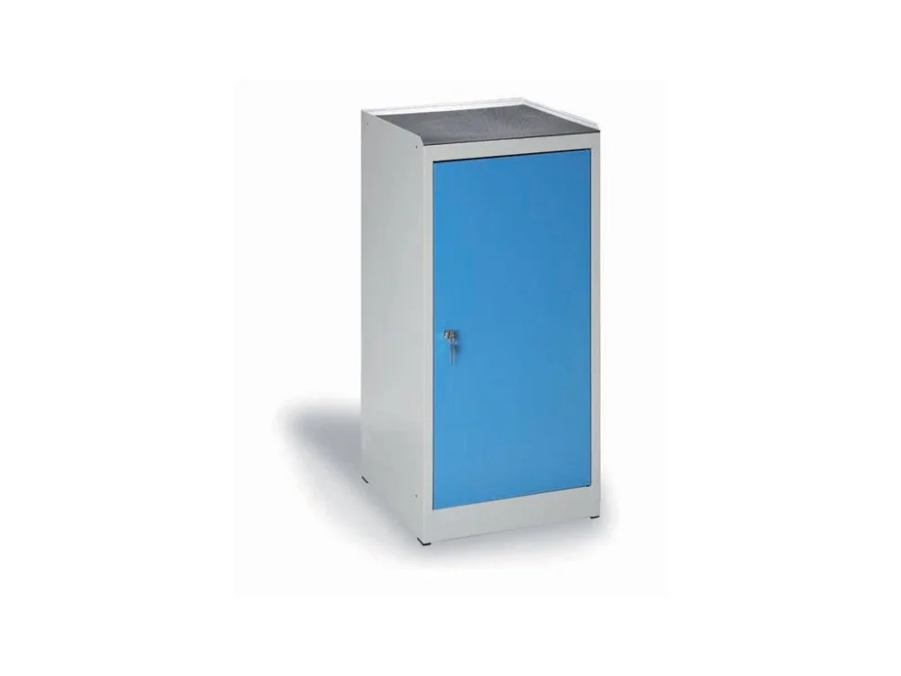 Dílenská policová skříňka na nářadí KOVONA, 3 police, 1 zásuvka, demontovaná, 450 x 400 x 1000 mm, modré dveře Časově Omezené