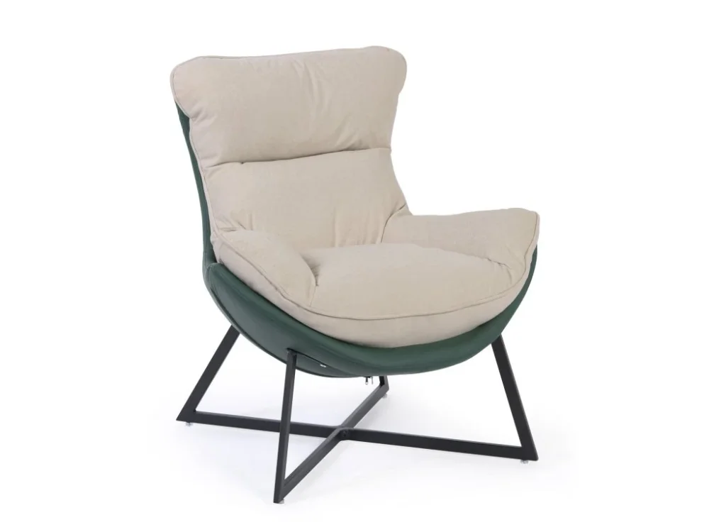 Must-Have Semišové křeslo SIESTA, zelená/bílá