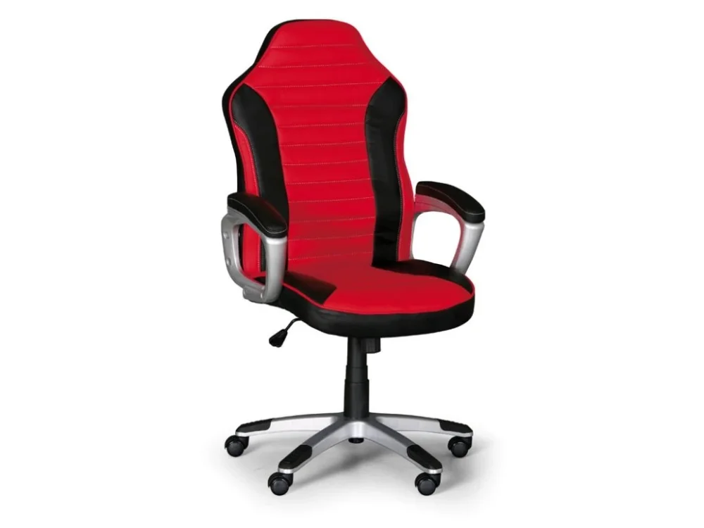 Originální Kožené kancelářské křeslo SPORT, černá/červená