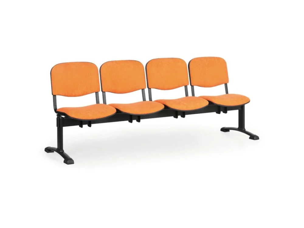 Čalouněná lavice do čekáren VIVA, 4-sedák, oranžová, černé nohy Nejlepší Volba