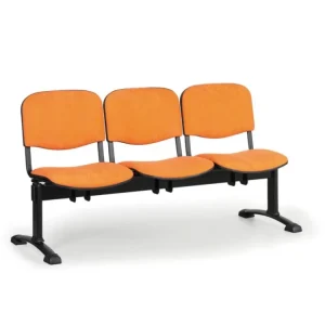 Značkový Čalouněná lavice do čekáren VIVA, 3-sedák, oranžová, černé nohy