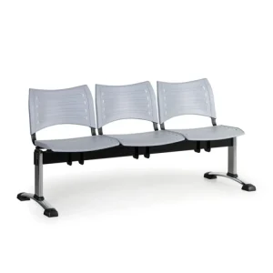 Zlevněný Plastová lavice do čekáren VISIO, 3-sedák, šedá, chromované nohy