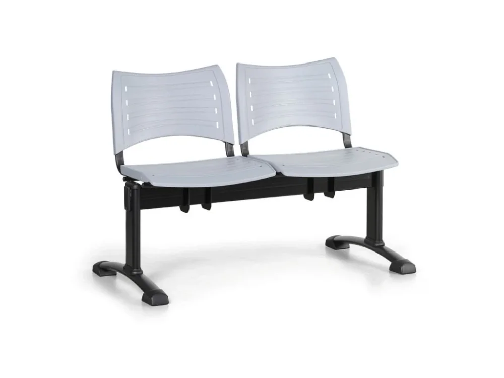 Plastová lavice do čekáren VISIO, 2-sedák, šedá, černé nohy Hit Sezóny