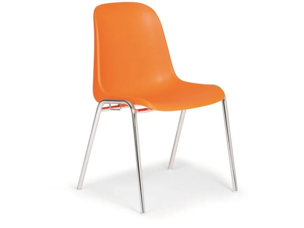 Kup Teď Plastová jídelní židle ELENA, oranžová, chromované nohy