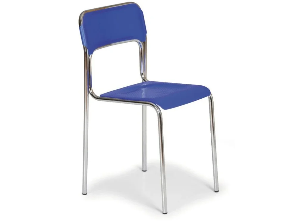 Speciální Cena Plastová jídelní židle ASKA, modrá, chromované nohy