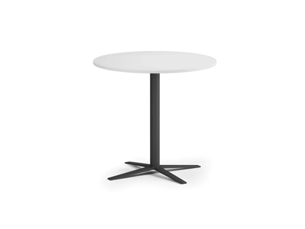 Konferenční stolek AURA, průměr 60 cm, černá podnož, bílá Zlevněný