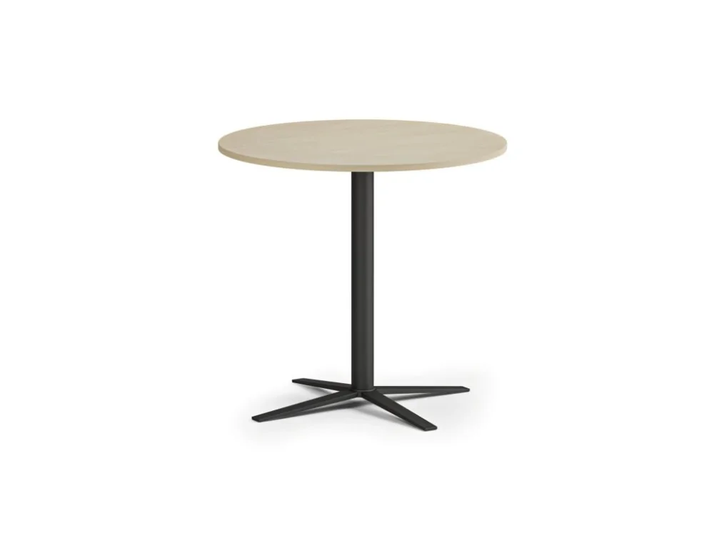 Konferenční stolek AURA, průměr 60 cm, černá podnož, bříza Výprodej