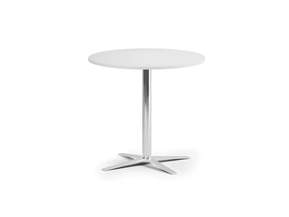 Konferenční stolek AURA, průměr 60 cm, chrom podnož, bílá Expresní Doručení