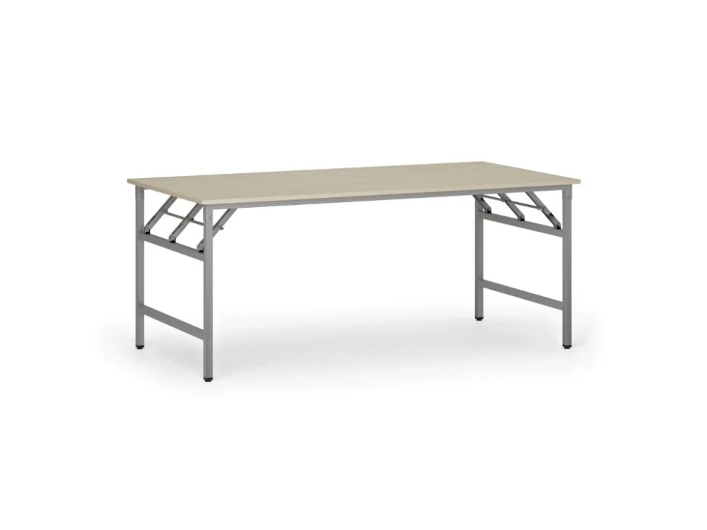 Omezená Nabídka Konferenční stůl FAST READY, 180x90 cm, šedostříbrná podnož, bříza
