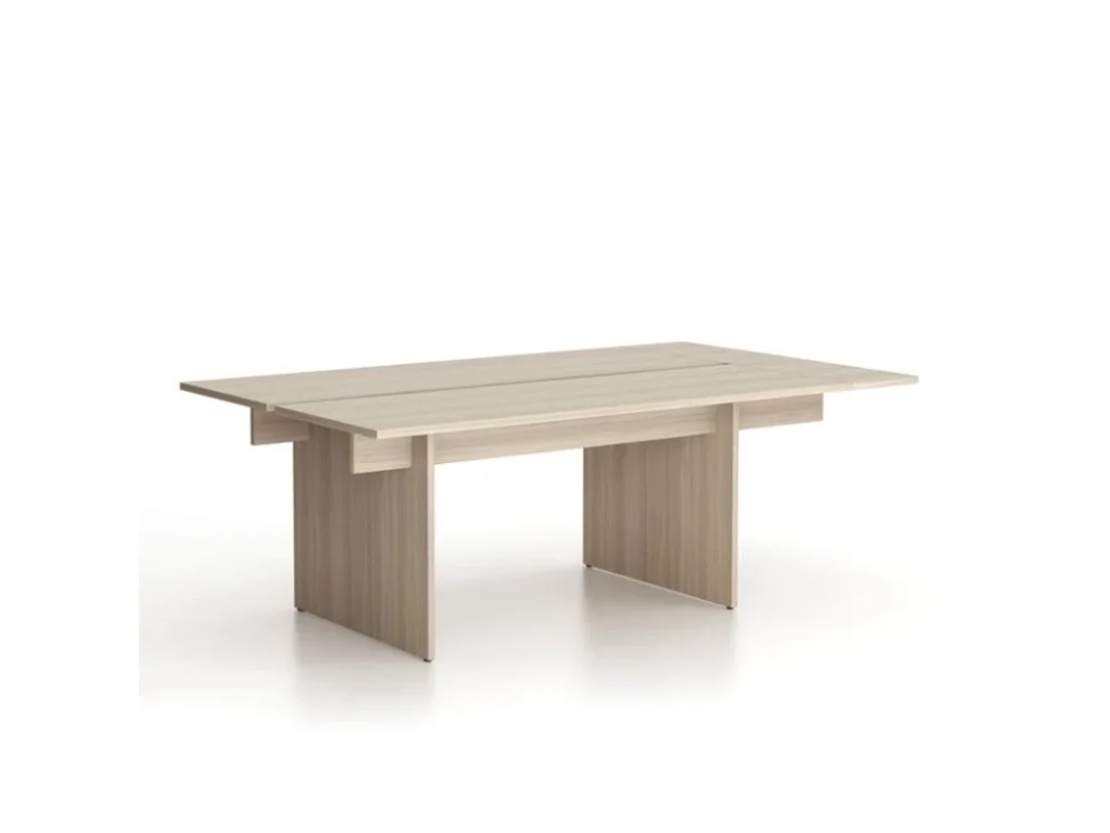 Jednací kancelářský stůl SOLID + 1x přísed, 210x125 cm, dub přírodní Oblíbený