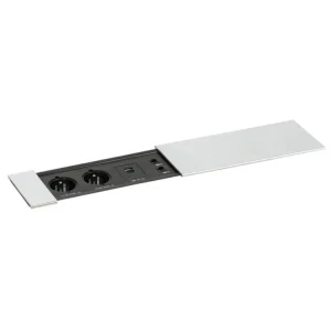 Zásuvkový box TYP IV - posuvný kryt, 2x zásuvka, nabíjecí USB A+C porty, 2x RJ45 port, stříbrná Odeslání Ihned
