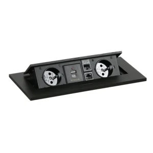 Zásuvkový box TYP II - výklopný, 2x zásuvka, USB-A + USB-C, 2x RJ45 port, černá Rychlé Dodání