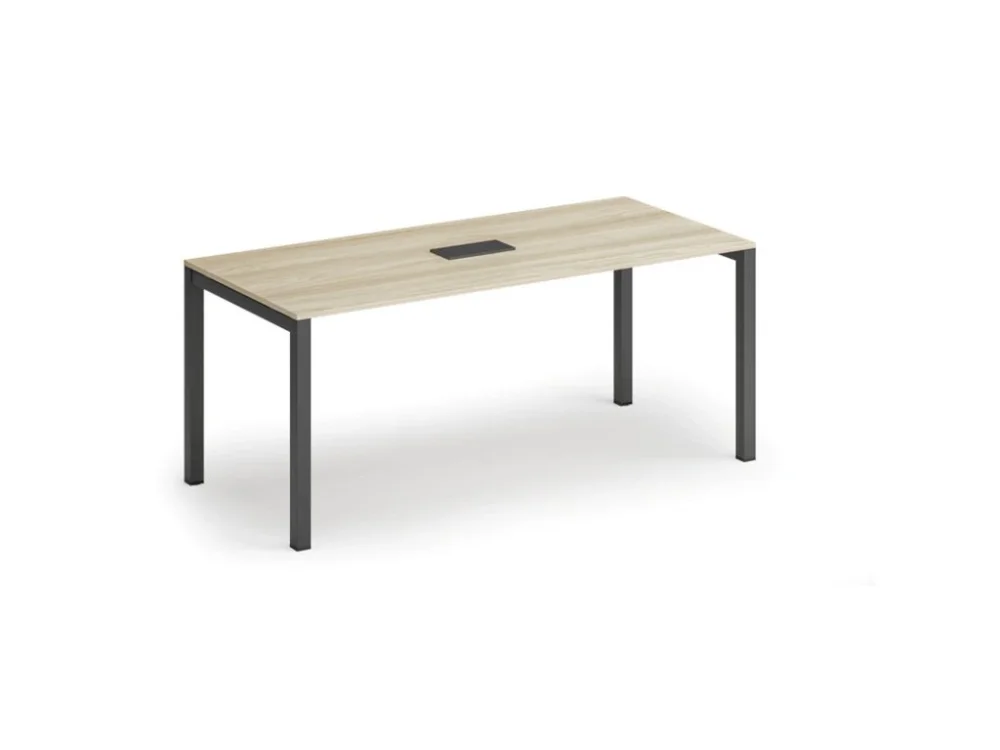 Nakupujte Hned Jednací stůl PRIMO SQUARE, 180x80 cm, dub přírodní + stolní zásuvka TYP II, černá